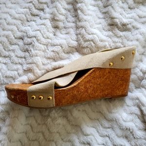Abound Tan  Bandeau Crisscross Strap Wedge Sandal with Cork Heel(3inch) Size 11